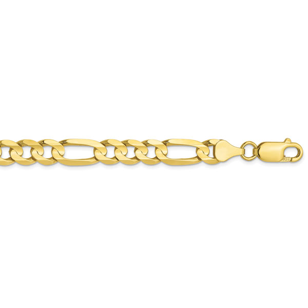6.75mm 10K Gold Figaro Bracelet, 8" Length