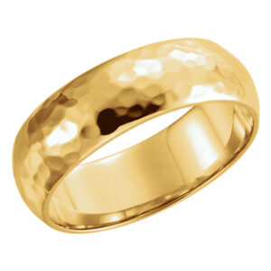 6mm 14K Gold Half-Round Hammered Wedding Band Ring