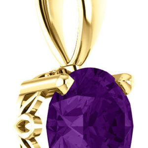 6mm Genuine Amethyst Solitaire Scroll Pendant, 14K Gold