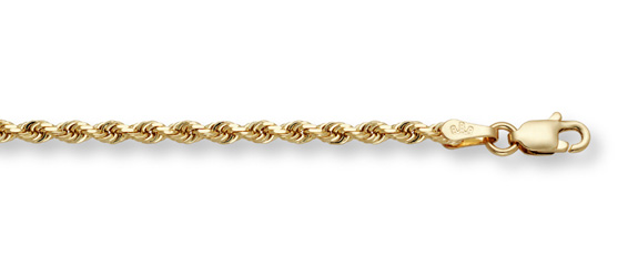 6mm Rope Bracelet, 14K Solid Gold