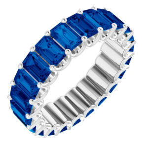 7-8 carat emerald-cut blue sapphire eternity band, "aa" rated