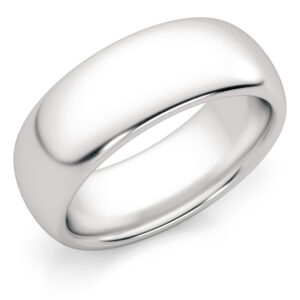 7mm Comfort Fit White Gold Wedding Band Ring