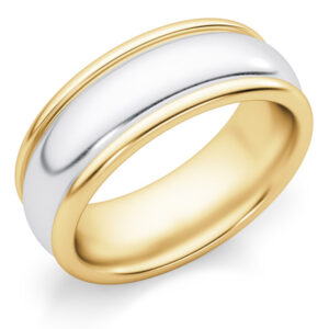 7mm Plain Two-Tone Gold Wedding Band