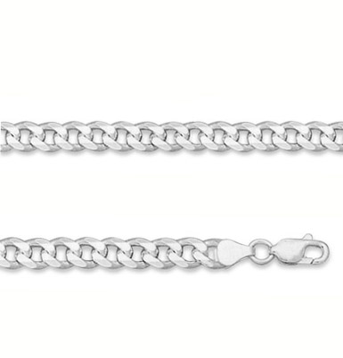 7mm Sterling Silver Curb Link Bracelet