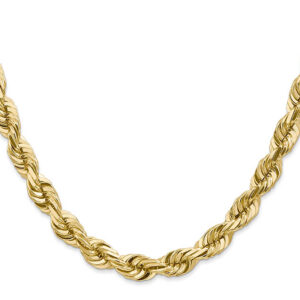 7mm diamond-cut rope chain necklace 14k gold