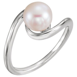 8mm Freshwater Pearl Freeform Ring, 14K White Gold