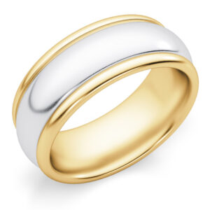 8mm Plain Polished Two-Tone Gold Wedding Band Ring