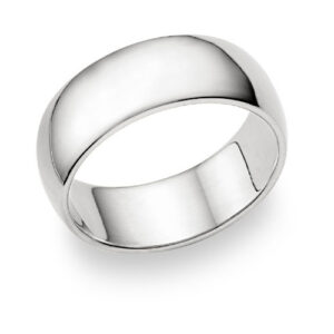 8mm Plain White Gold Wedding Band in 14K