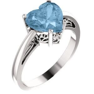 8mm x 8mm Sky Blue Topaz Heart-Cut Ring