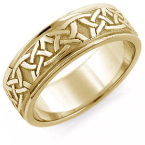 Aidan Celtic Wedding Band Ring, 14K Yellow Gold