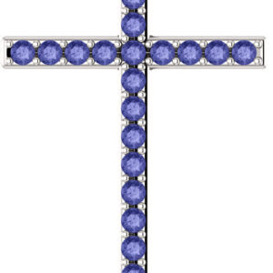 Alpha and Omega Tanzanite Cross Pendant in White Gold