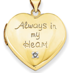 Always In My Heart Locket Pendant in 14K Gold with Diamond