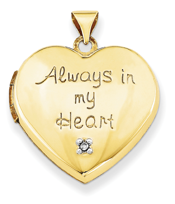 Always In My Heart Locket Pendant in 14K Gold with Diamond