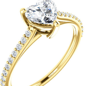 Always in Love White Sapphire Heart Ring in Yellow Gold
