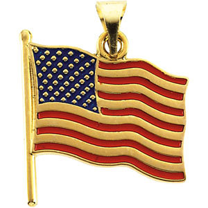 American Flag Pendant in 14K Yellow Gold