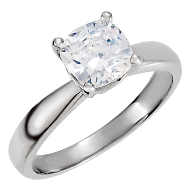 Antique Square Moissanite Solitaire Ring in 14K White Gold