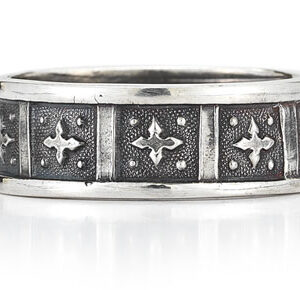 Antique-Style Cross Wedding Band Ring in 14K White Gold