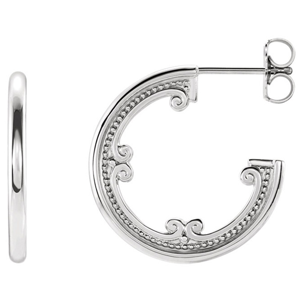 Antique-Style Hoop Earrings in Sterling Silver