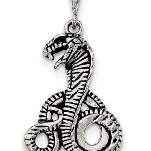 Antiqued Cobra Pendant, Sterling Silver