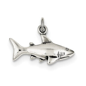 Antiqued Silver Shark Pendant