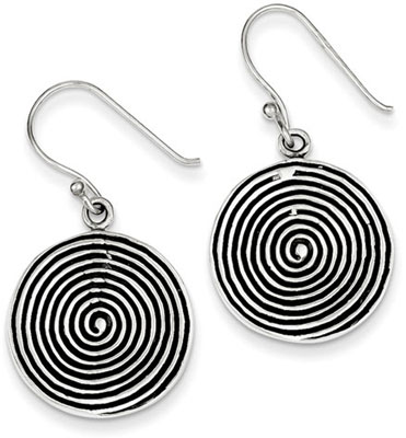 Antiqued Spiral Earrings in Sterling Silver