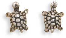 Antiqued Turtle Stud Earrings