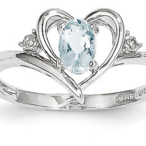 Aquamarine Heart Ring, 14K White Gold