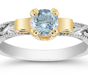 Art Deco Aquamarine Engagament Ring, 1/2 Carat