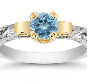 Art Deco Blue Topaz Engagement Ring, 1/2 Carat