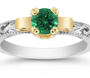 Art Deco Emerald Engagement Ring, 1/2 Carat