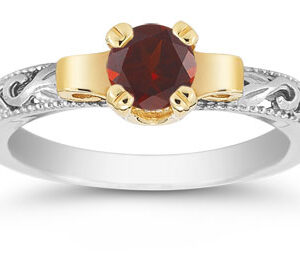 Art Deco Garnet Engagement Ring, 1/2 Carat