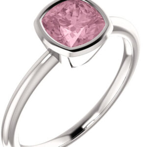 Baby Pink Topaz Cushion-Cut Ring in 14K White Gold