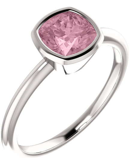 Baby Pink Topaz Cushion-Cut Ring in 14K White Gold