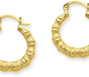 Bamboo Hoop Earrings, 14K Yellow Gold