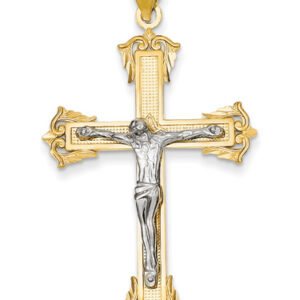 Baronial Crucifix Pendant, 14K Two-Tone Gold