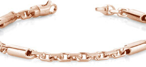 Barrel Link Design Bracelet, 14K Rose Gold