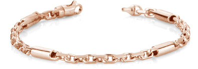 Barrel Link Design Bracelet, 14K Rose Gold
