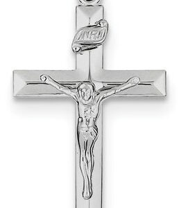 Beveled Crucifix Pendant, Sterling Silver