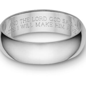 Bible Verse Wedding Band Ring, White Gold