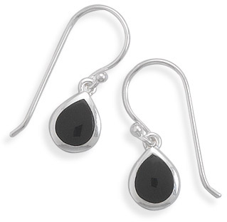 Black Onyx Inlay Earrings in Sterling Silver