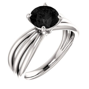 Black Onyx Tri-Band Ring, 14K White Gold