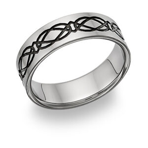 Black Titanium Celtic Knot Wedding Band Ring