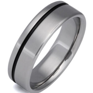 Black Titanium Wedding Band Ring