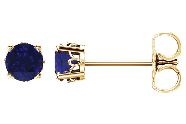 Blue Sapphire Scroll Stud Earrings, 14K Gold