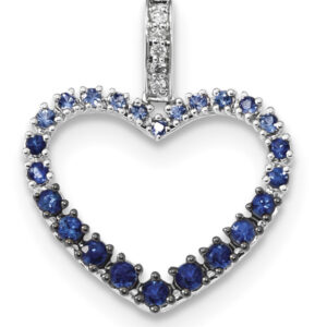 Blue Sapphire and White Diamond Heart Necklace