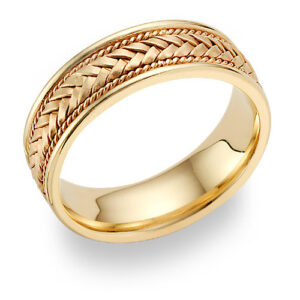 Braided Wedding Band Ring - 14K Gold