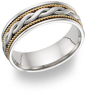 Braided Wedding Band Ring, 18K Two-Tone Gold