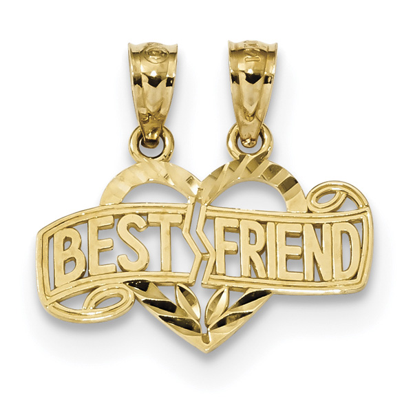 Break-Apart Best Friends Heart Pendant, 14K Gold