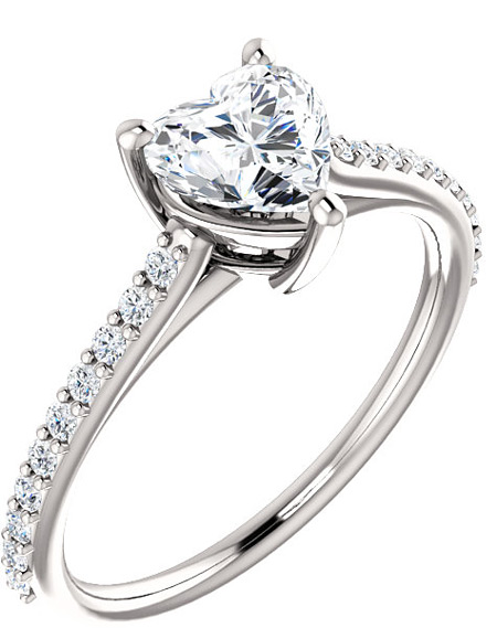 Bright Winter-White Heart-Cut Cubic Zirconia Ring in 14K White Gold