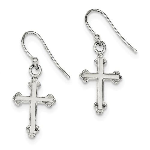 Budded Cross Earrings in Silver